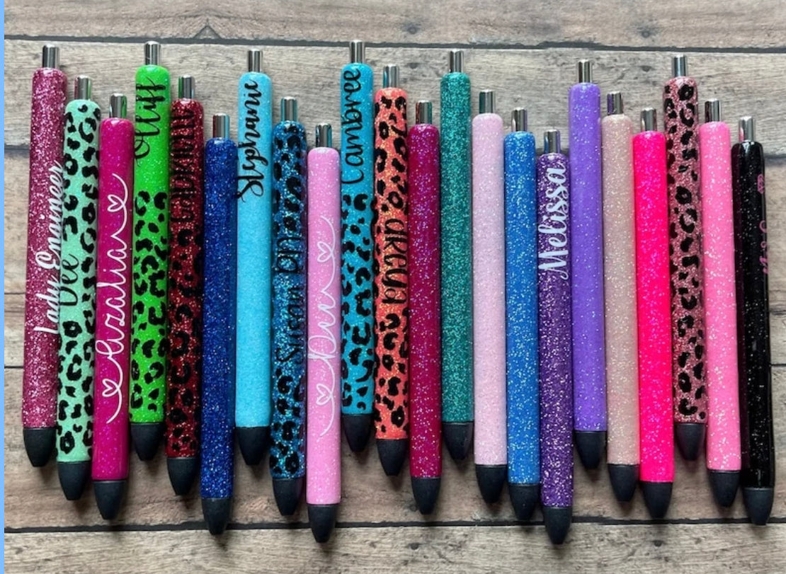 Custom Glittered Pens Days of the Week/rainbow/refilable Ink /personalized/  Ombre/name/cuss Words/ Monday/ Tuesday/wednesday/thursday/gel 